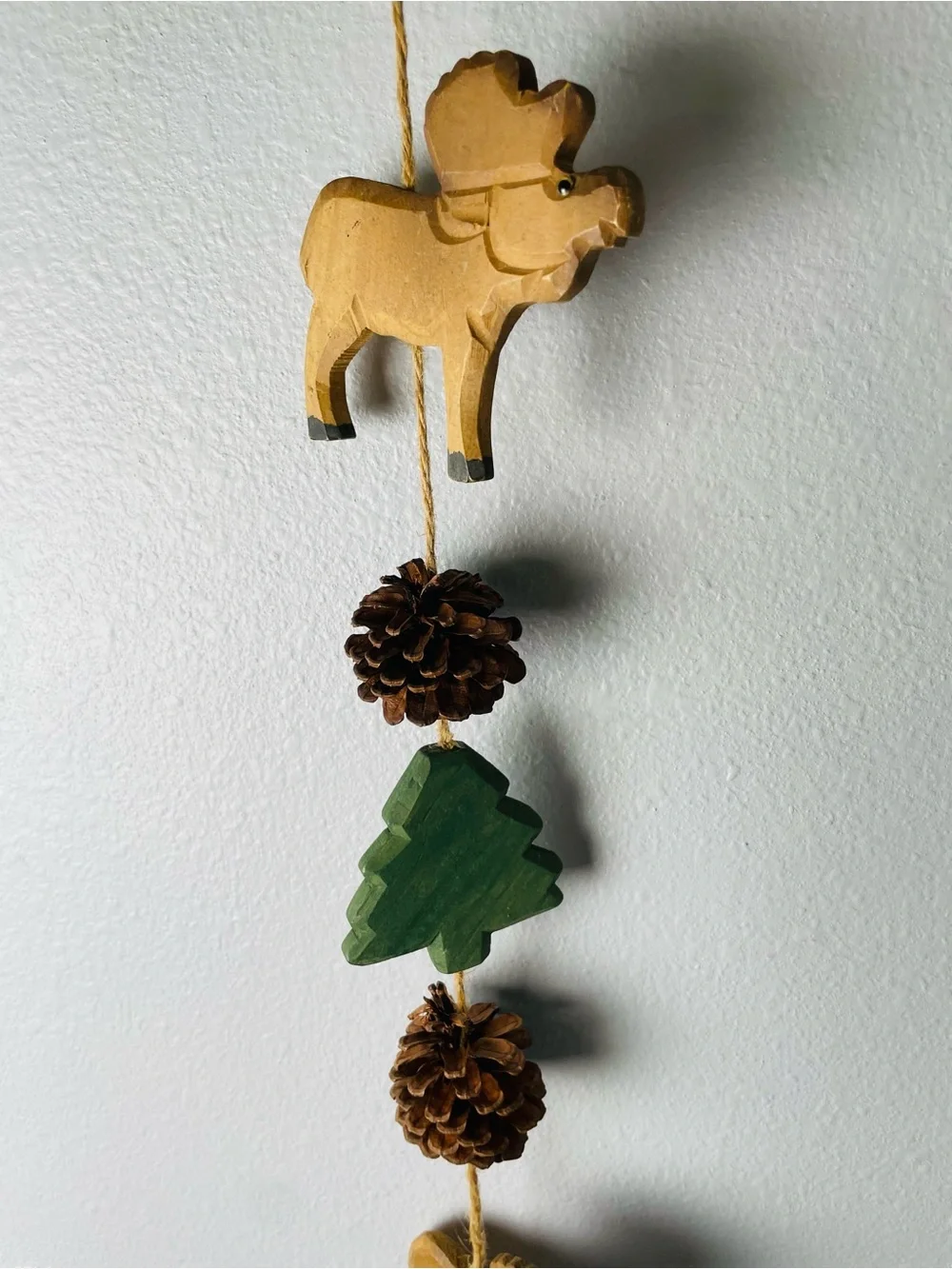 Handcrafted Moose & Pine Tree Holiday Garland - Rustic Home Holiday Decor 4Ft